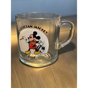 Vintage Anchor Hocking Disney Magician 1937 Mickey Mouse Glass Mug